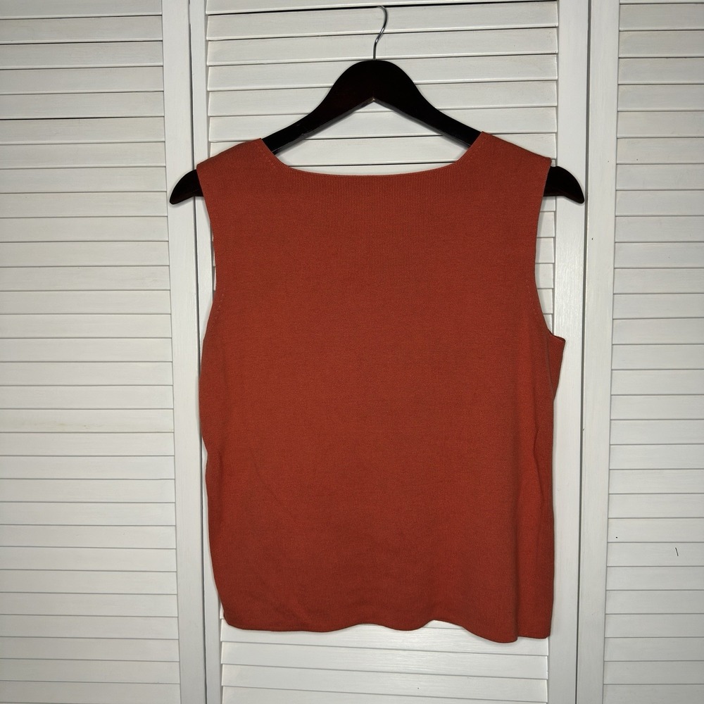 Coldwater Creek Orange Silk Cotton Ribbed Knit Sleeveless Shell Top Women's M